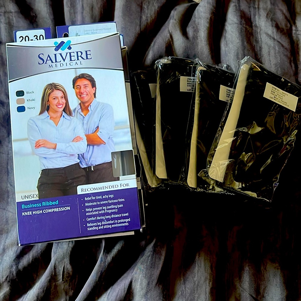 Salvere Medical Knee High Compression Socks Business Ribbed Med. Unisex